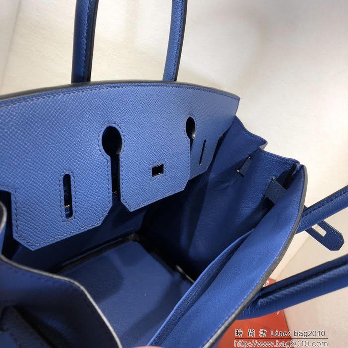 HERMES愛馬仕 鉑金包 Birkin 30cm Epsom R2 Blue Agate 瑪瑙藍 金扣 頂級工藝 全手工 蠟線縫製 時尚手提包  Ama1217